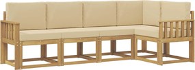 vidaXL Σειρά Καναπέ Εξωτερικού με μαξιλάρι 5 pcs Λευκό και Μπεζ