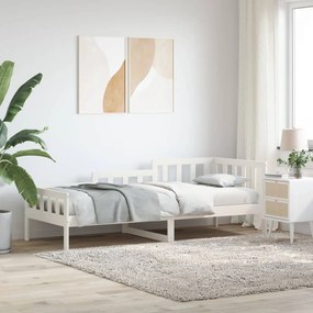 Καναπές Κρεβάτι Λευκός 80 x 200 εκ. από Μασίφ Ξύλο Πεύκου
