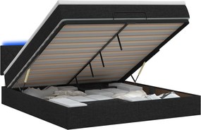 vidaXL Κρεβάτι Ottoman με Στρώμα και LED Μαύρο 140 x 190 cm Ύφασμα