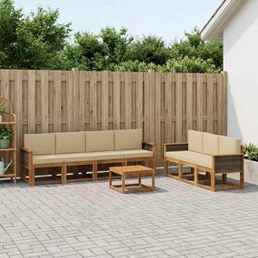 vidaXL Σειρά Καναπέ Εξωτερικού με μαξιλάρι 7 pcs Φυσικό