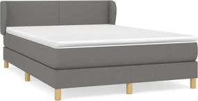 vidaXL Κρεβάτι Boxspring με Στρώμα Σκούρο Γκρι 140x200 εκ Υφασμάτινο