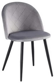 Καρέκλα Bella ΕΜ759,2 50x57x81cm Black Grey Σετ 4τμχ Metal, Fabric