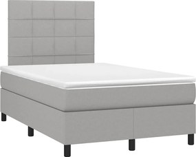 vidaXL Κρεβάτι Boxspring με Στρώμα &amp; LED Αν.Γκρι 120x190εκ. Υφασμάτινο