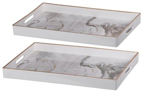 Artekko Tray Δίσκος Διακοσμητικός Πλαστικό Μαύρο Λευκό (48x36x5)cm Σετ/2 Artekko DF43576-WHIT-DS