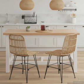 vidaXL Καρέκλα τραπεζαρίας 2 pcs Φυσικό 41 x 55 x 85 εκ.