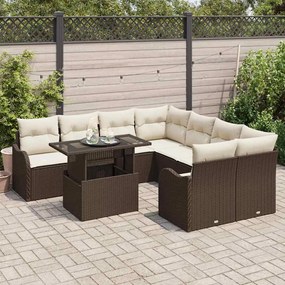 vidaXL Σετ Καναπέ Κήπου 9 pcs Καφέ 100 x 55 x 73 εκ. Πολυ ράταν