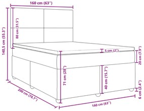 Κρεβάτι Boxspring με Στρώμα Μπλε 160x200 εκ. Υφασμάτινο - Μπλε