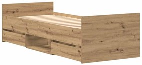 vidaXL Σκελετός Κρεβατιού artisan δρυς 75 x 190 cm Επεξεργασμένο ξύλο