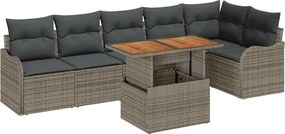 vidaXL Σετ Καναπέ Κήπου με μαξιλάρι 7 pcs Γκρι
