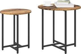 vidaXL Σετ βοηθητικά τραπεζάκια 2 pcs Παλιό ξύλο και μαύρο