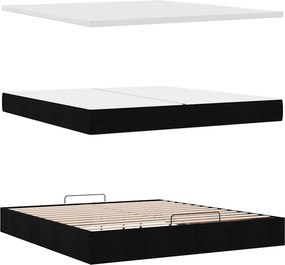 vidaXL Οθωμανικό κρεβάτι με στρώμα Μαύρο 200x200 cm Ύφασμα