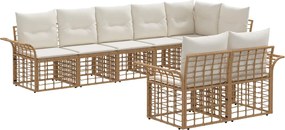 vidaXL Σειρά Καναπέ Εξωτερικού 8 pcs Φυσικό και Κρέμα Λευκό