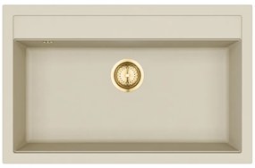 Helika Quadro SQQ 103 Ένθετος Γρανιτένιος Νεροχύτης με Χρυσή Βαλβίδα Μ79.5xΠ50.5cm Εκρού