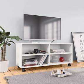 Έπιπλο Τηλεόρασης με Ρόδες Λευκό 90x35x35 εκ. από Επεξ. Ξύλο - Λευκό