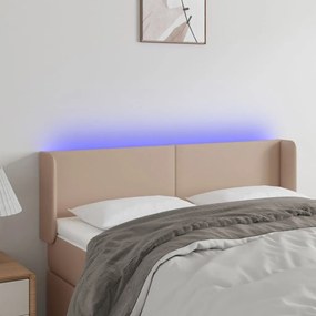 Κεφαλάρι Κρεβατιού LED Καπουτσίνο 147x16x78/88εκ. Συνθετ. Δέρμα - Καφέ