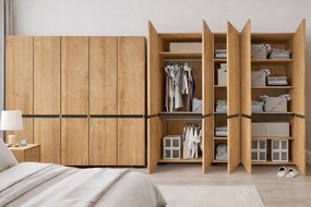 Ντουλάπα Sapphire Δρυς / Ανθρακί DREGEFA 225x52x210