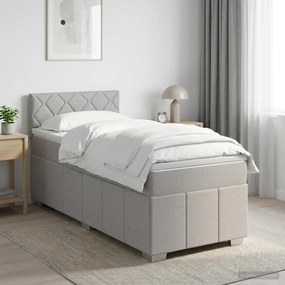 vidaXL Κρεβάτι box spring με στρώμα Ανοιχτό γκρι 100 x 200 cm Ύφασμα