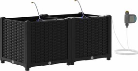 vidaXL Γλάστρα Κήπου 2 pcs Μαύρο Ατσάλι