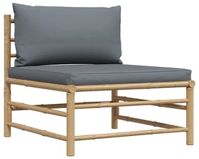 vidaXL Σαλόνι Κήπου 3 Τεμαχίων από Μπαμπού με Σκούρα Γκρι Μαξιλάρια