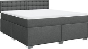 vidaXL Κρεβάτι Boxspring με Στρώμα Σκούρο Γκρι 180x200 εκ Υφασμάτιν