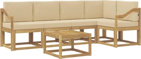 vidaXL Σειρά Καναπέ Εξωτερικού με μαξιλάρι 6 pcs Λευκό και Μπεζ