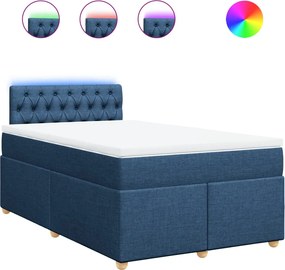 vidaXL Κρεβάτι Boxspring με Στρώμα Μπλε 120x190 εκ. Υφασμάτινο