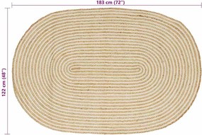 vidaXL Χαλιά χώρου Φυσικό και Λευκό 122 x 183 cm Γιούτα
