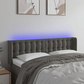 Κεφαλάρι Κρεβατιού LED Σκούρο Γκρι 147x16x78/88 εκ. Βελούδινο - Γκρι