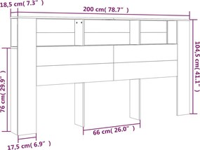 vidaXL Κεφαλάρι Με Αποθηκευτικό Χώρο Λευκό 200x18,5x104,5 εκ.