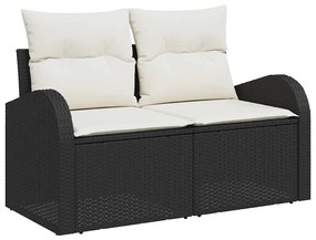 vidaXL Set Κήπου 7 Τεμαχίων της  με Μαξιλάρια σε Μαύρο ΠολυΡάττανα