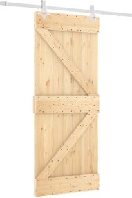 vidaXL Συρόμενη Πόρτα Φυσικό και Λευκό 85 x 210 cm
