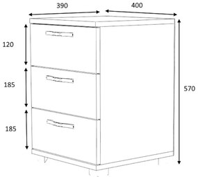 Κομοδίνο Roco Megapap χρώμα φυσικό οξιάς 40x39x57εκ.