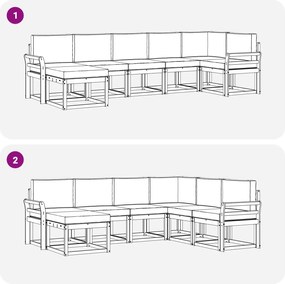 vidaXL Σειρά Καναπέ Εξωτερικού 7 pcs Λευκό και Μπεζ Πολυεστέρας