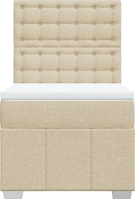 vidaXL Κρεβάτι Boxspring με Στρώμα Κρεμ 90x200 εκ.Υφασμάτινο