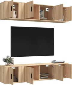 vidaXL Σετ Επίπλων Τηλεόρασης 6 Τεμαχίων Sonoma Δρυς Επεξ. Ξύλο