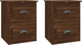 vidaXL Κομοδίνα Επιτοίχια 2 τεμ. Καφέ Δρυς 41,5x36x53 εκ.