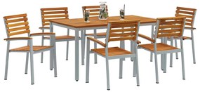 vidaXL Σέτ φαγητού για κήπο 7 pcs Γκρι και καφέ 150 x 90 x 75 cm