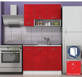 Κουζίνα Alice’s 1, Κόκκινο Γυαλιστερό, 110x60x90cm -GRA038