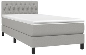 vidaXL Κρεβάτι Boxspring με Στρώμα Ανοιχτό Γκρι 100x200 εκ. Υφασμάτινο