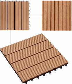 vidaXL Πλάκα Κατασκευής 22 pcs Ξύλο teak 30 x 30 cm WPC