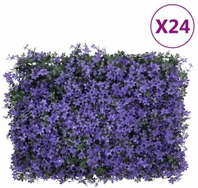 vidaXL Φράχτης 24 τεμ. Μοβ 40 x 60 εκ. από Τεχνητά Φύλλα