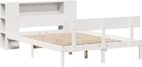 vidaXL Κρεβάτι Βιβλιοθήκη Χωρίς Στρώμα Λευκό 135x190 εκ Μασίφ Πεύκο