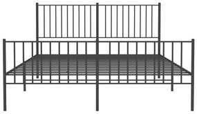 vidaXL Πλαίσιο Κρεβατιού με Κεφαλάρι&Ποδαρικό Μαύρο 150x200εκ. Μέταλλο