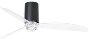 Ανεμιστήρας Οροφής Mini Tube 32041-10 Με Φως Led 16W 3000K Και Τηλεχειριστήριο D128cm Matt Black - Clear Faro Barcelona