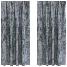 vidaXL Κουρτίνα με κουρτίνες 2 pcs Ασημί γκρι 175 x 140 εκ. Βελούδο