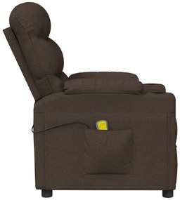 vidaXL Πολυθρόνα Μασάζ Σκούρο Καφέ Υφασμάτινη