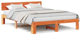 vidaXL PLATFORM KREVATIO με Κεφαλάρι Καφέ 150x200 εκ. Μασίφ Ξύλο Πεύκου