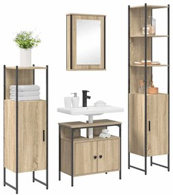 vidaXL Σετ Επίπλων Μπάνιου 4 pcs Sonoma Δρυς 33 x 33 x 185.5 εκ