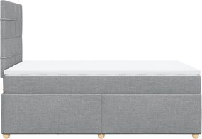 vidaXL Κρεβάτι Boxspring με Στρώμα Ανοιχτό Γκρι 120x190 εκ. Υφασμάτινο