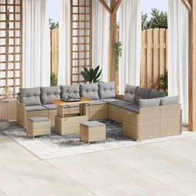 vidaXL Σετ Καναπέ Κήπου 13 pcs Μπεζ, Ανοιχτό Γκρι 90 x 55 x 71 cm